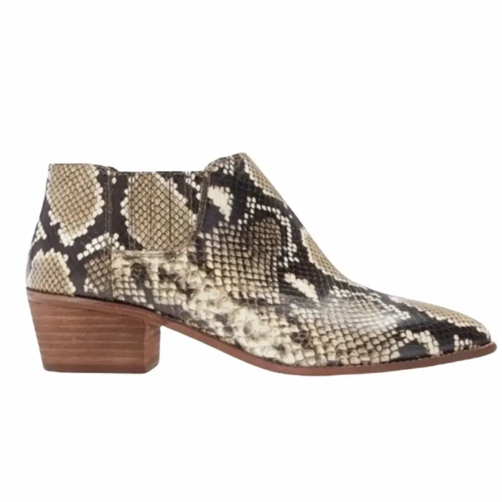 New Madewell Sonia Snake Embossed Chelsea Block Heel Ankle Boots Size 7.5